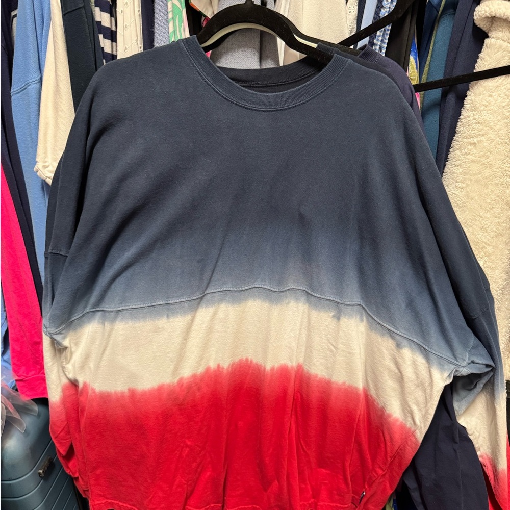 Women's Oversized Dip-Dye Sweatshirt - Navy, White & Red